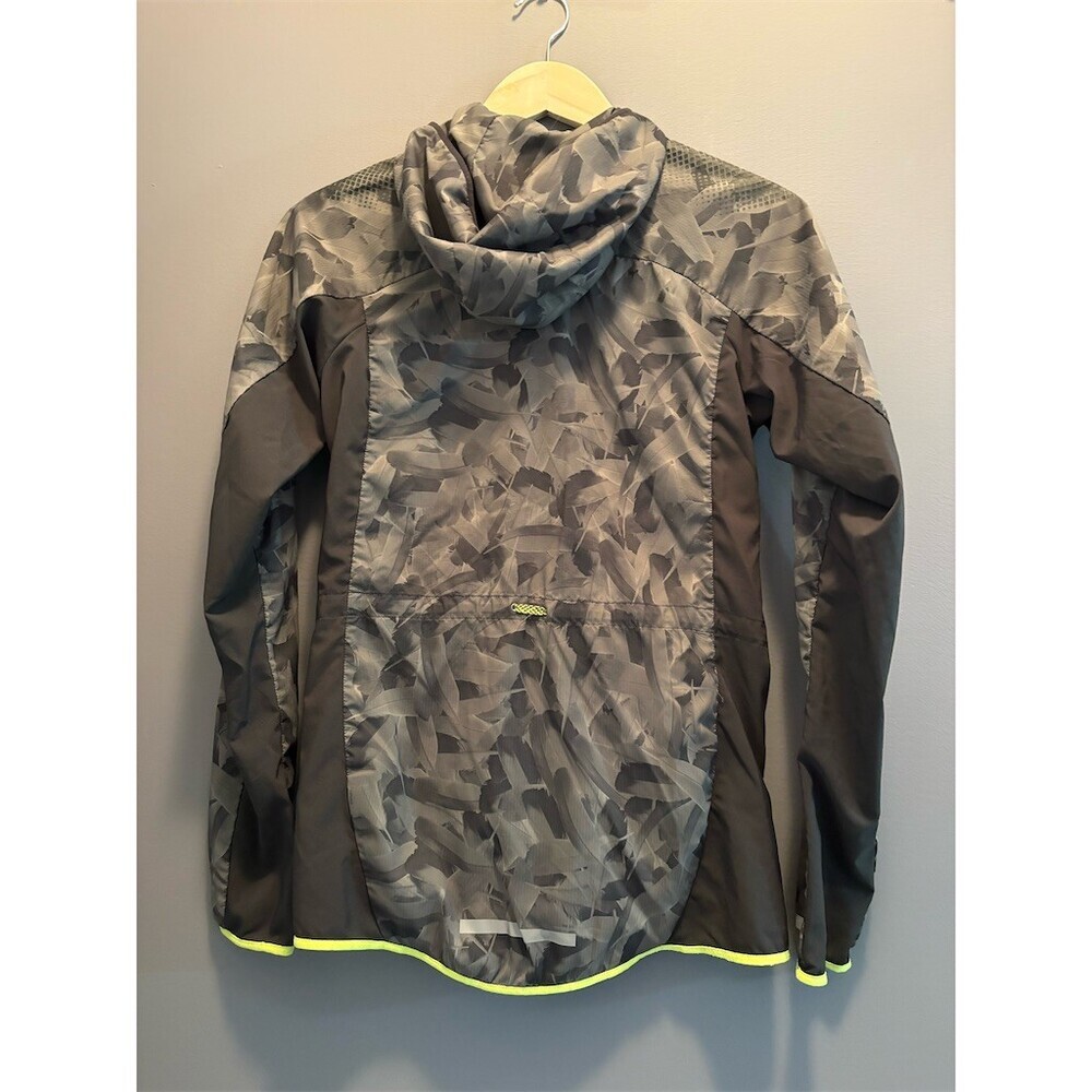 Nike Windbreaker Jacket Womens Small Gray Black Geometric Hooded Full Zip - Picture 7 of 14